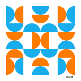 Mid centruy modern abstract pattrn - orange - blue