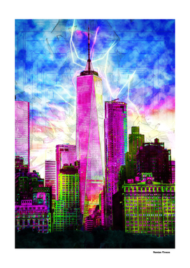 New York World Trade Center Ground Zero - Colored Street Art