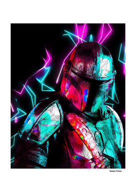 The mandalorian movie - colored neon electric pink blue
