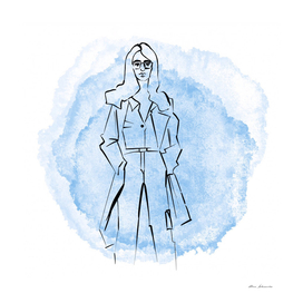 Woman on blue background