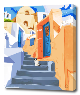 Cat in Greece, Architecture Tropical Exotic Travel