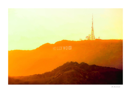 sunset sky in summer at Hollywood Sign, Los Angeles