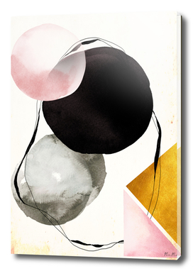 Pink gray black gold abstract geometric shapes mama art