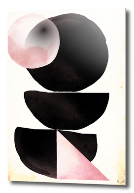 Black pink geometric abstract mama art