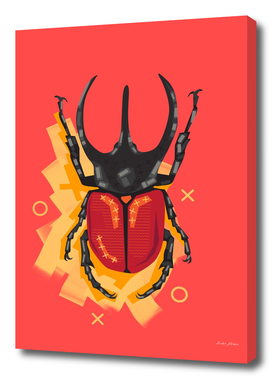Red Beetle in orange background