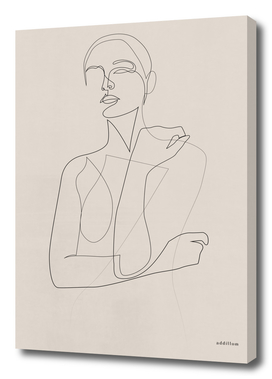 one line nude - shy silhouette - pastel