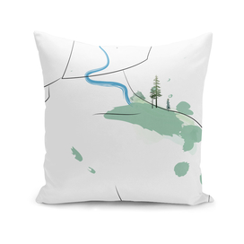 Beautiful abstract woman's shoulder with forest and river
