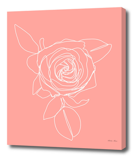 Rose With Leaves One Line Art