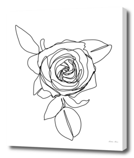Rose Flower With Leaves One Line Art