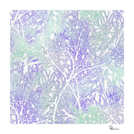 Tangled Tree Branches in Purple and Green