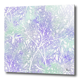 Tangled Tree Branches in Purple and Green