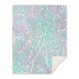 Tangled Tree Branches in Green and Lilac