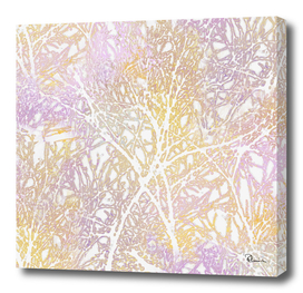 Tangled Tree Branches in Pink and Yellow