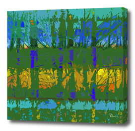 Tropical Trees in Abstract Cubist Green and Gold