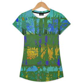 Tropical Trees in Abstract Cubist Green and Gold