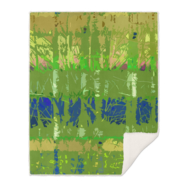 Tropical Trees in Abstract Cubist Lime Green and Blue