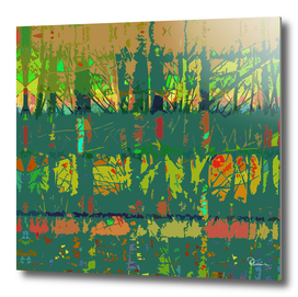 Tropical Trees in Abstract Cubist Green and Orange