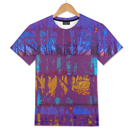 Tropical Trees in Abstract Cubist Purple and Gold
