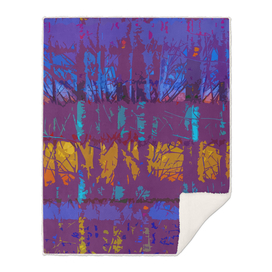 Tropical Trees in Abstract Cubist Purple and Gold