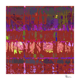 Tropical Trees in Abstract Cubist Maroon and Pink