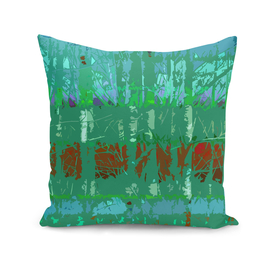 Tropical Trees in Abstract Cubist Green and Maroon