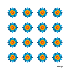Bright flower pattern - blues and yellows