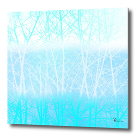 Frosty Winter Branches in Icy Pale Blue