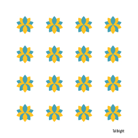 Teal yellow abstract flower pattern