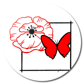 Poppy with Red Butterfly