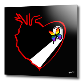 Red&black heart with rainbow colors