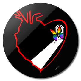 Red&black heart with rainbow colors