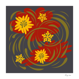 Abstract folk floral art. Flowers print, poster.