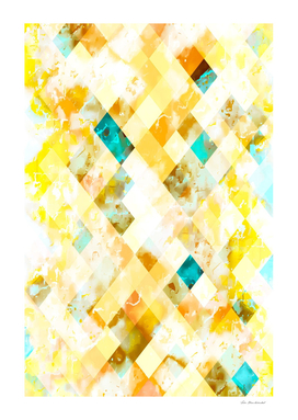 geometric pixel square pattern abstract in yellow brown blue