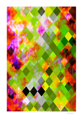 geometric pixel square pattern abstract in green purple red