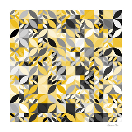 Yellow and Black Floral Geometric