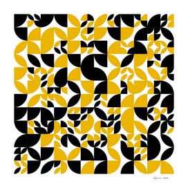 Yellow and Black Leaf Art Geometric