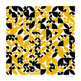 Yellow and Black Leaf Art Geometric