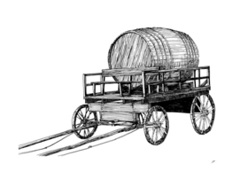 Large cart with a barrel