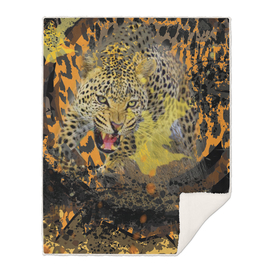 Leopard African Bush Theme 3D Collage
