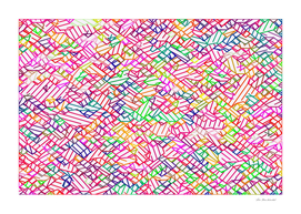 geometric pixel line pattern abstract in pink yellow blue