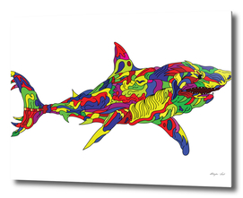 Shark Colorful Doodle Abstract Art