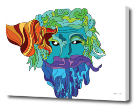 Abstract Colorful Art Beard Man