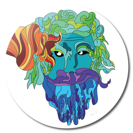 Abstract Colorful Art Beard Man