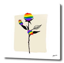 Rose with rainbow butterfly