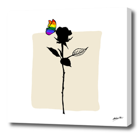 Black Rose with butterfly