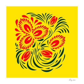 Folk floral print . Abstract flowers art , poster.