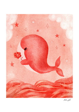 Cotton Candy Baby Whale Illustration