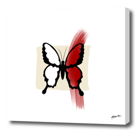 Butterfly with red brush stroke