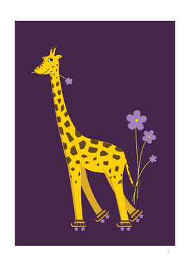 Cute Skating Cartoon Giraffe