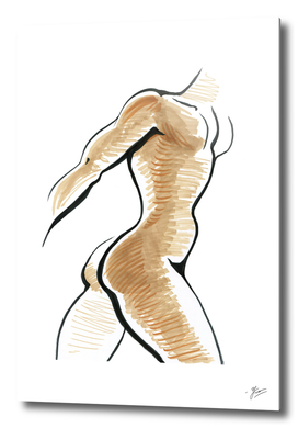 Ink Male torso. Sports silhouette, sketch style.